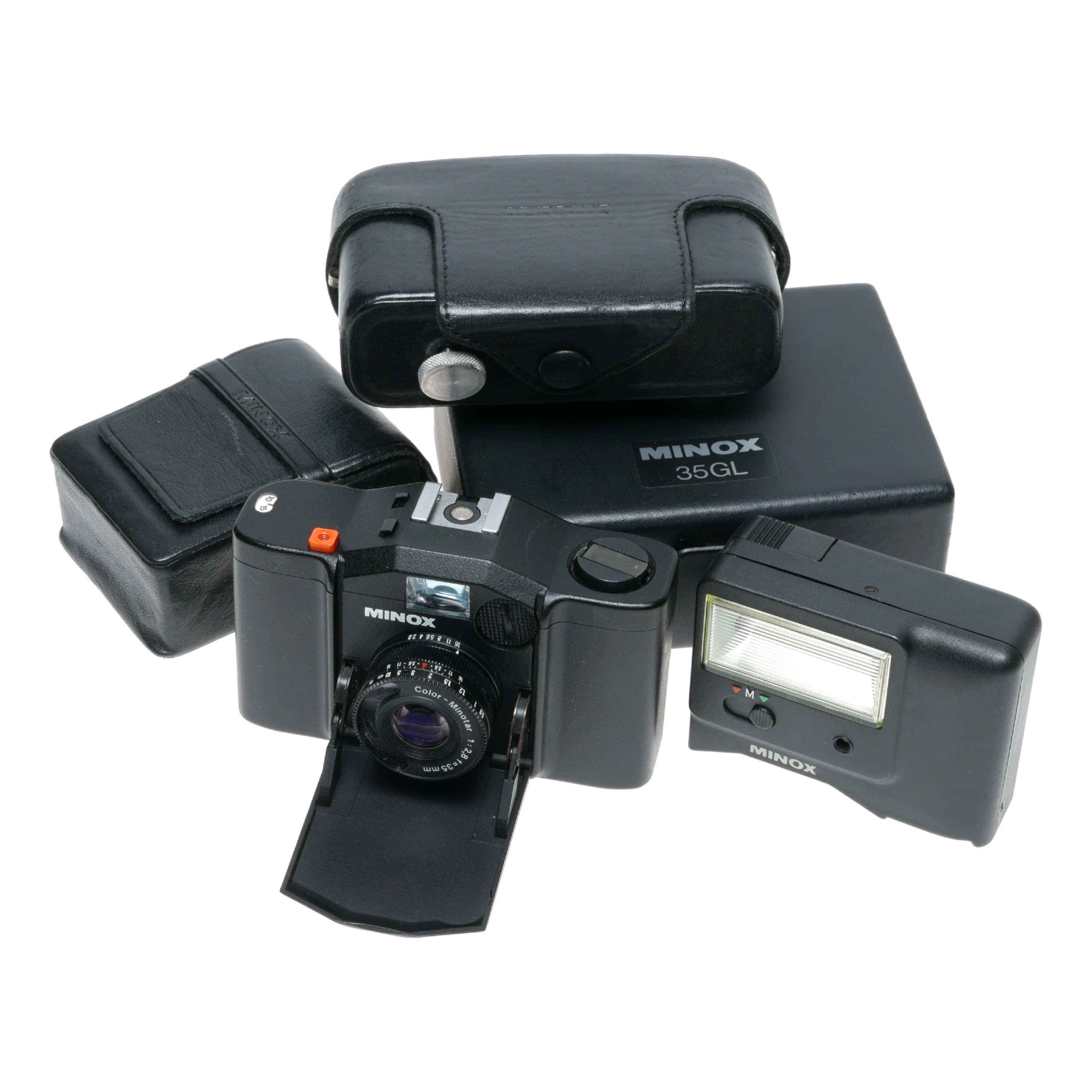 Minox 35GL Miniature Compact 35mm Film Camera Flash Unit Pouch Box