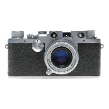 JUST SERVICED Leica IIIc with Elmar 2.8/50 mm Collapsible lens cap case manual