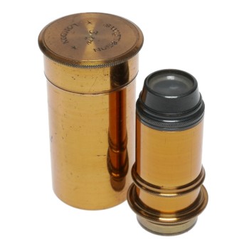 Swift and Son 3In. Vintage Brass Microscope Lens Objective in Keeper