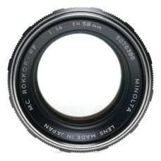 Minolta MC Rokkor PF 1:1.4 f=58mm SLR Camera Prime Fast Lens