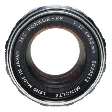 Minolta MC Rokkor PF 1:1.7 f=55mm SLR Prime Fast Camera Lens