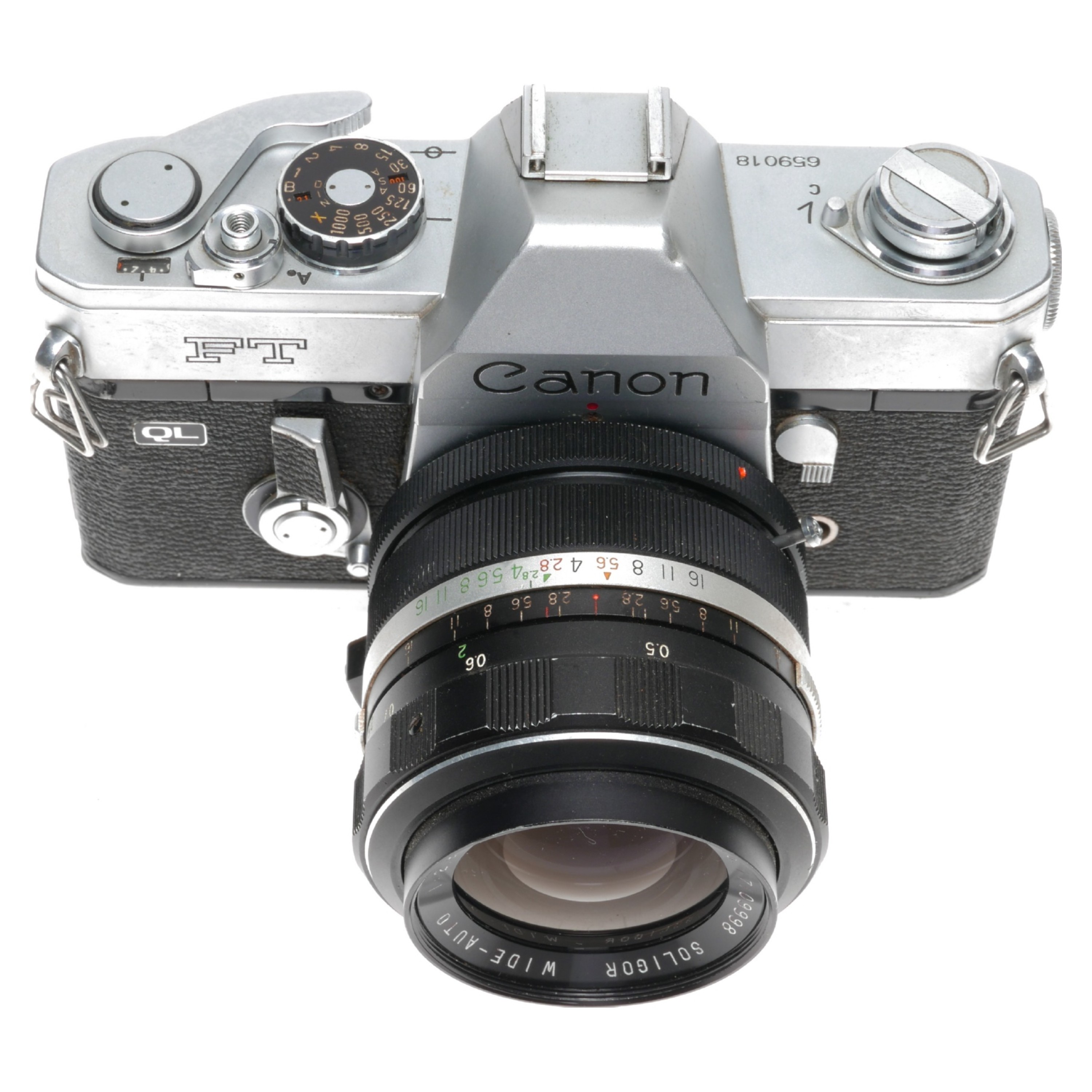 Canon FT QL 35mm SLR Camera Soligor Wide-Auto 1:2.8 35mm Lens