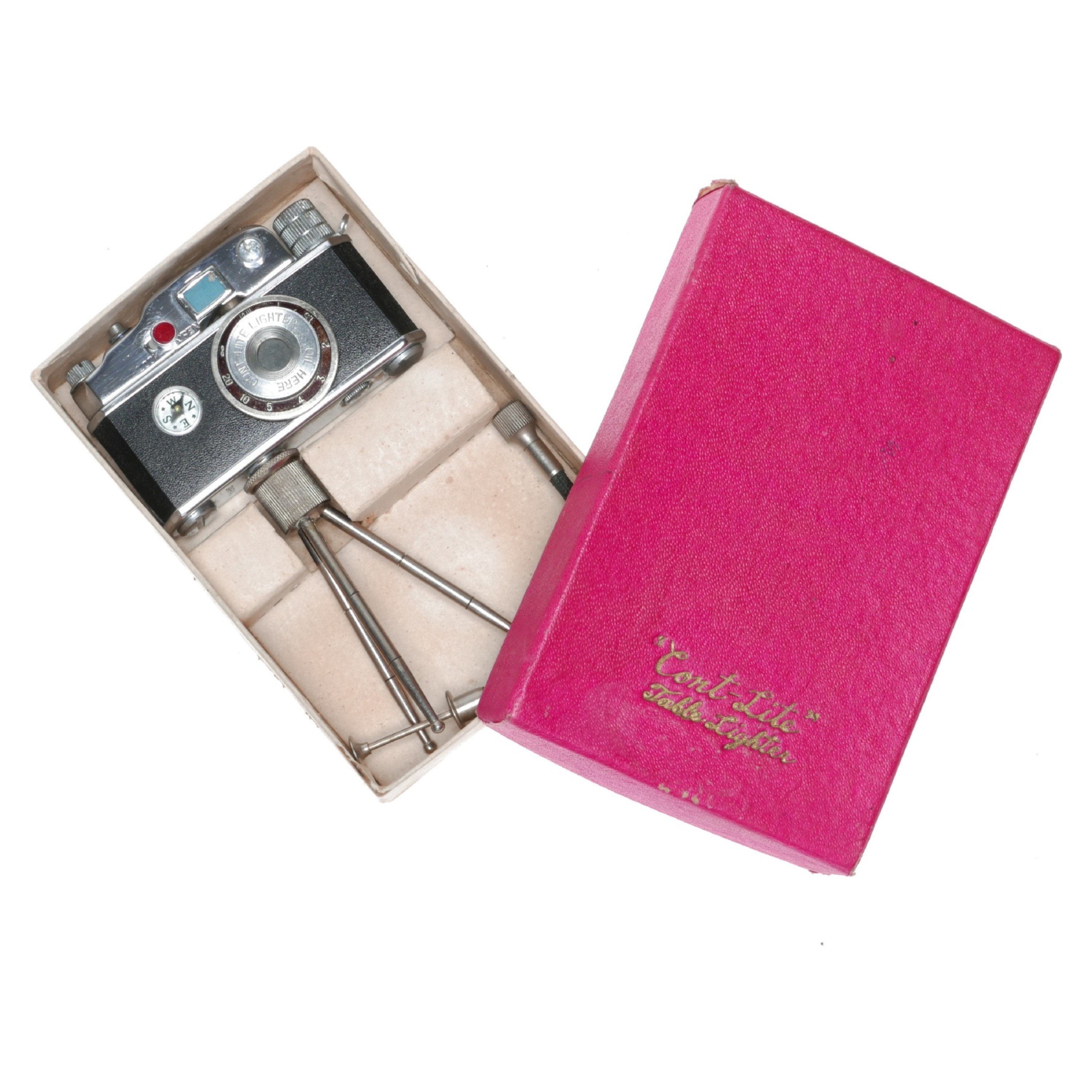 ContLite Vintage Table Lighter Camera Tripod Release Box Occupied