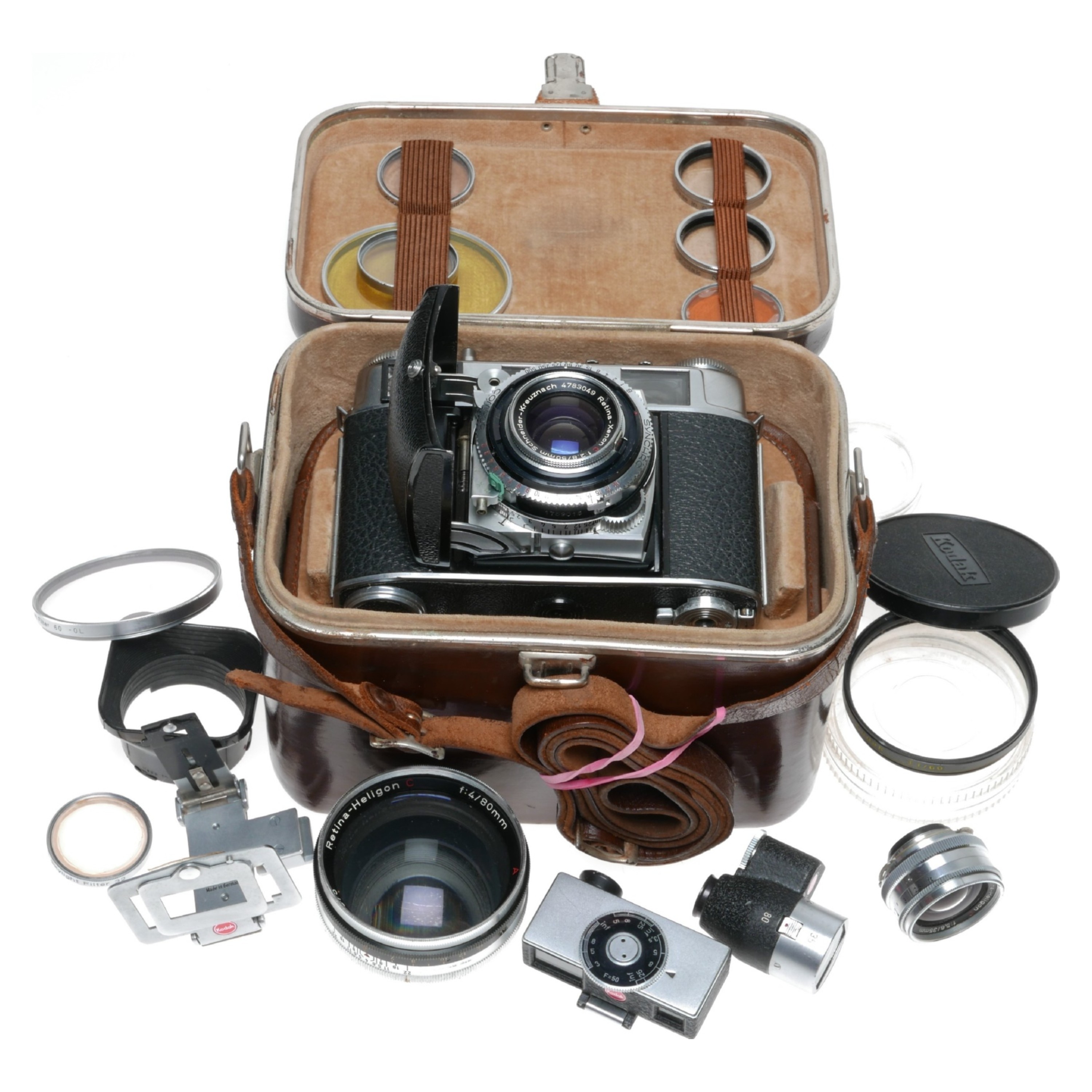 Kodak Retina IIIC Type 028 Camera Xenon 2.8/50 Heligon 5.6/35 4/80mm ...