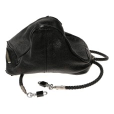 Vintage Black Benser used Leather Camera Pouch Bag Braided Strap Vintage Black Benser used Leather Camera Pouch Bag Braided Strap