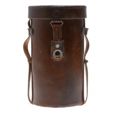 Tall round vintage film camera antique leather lens case in used condition